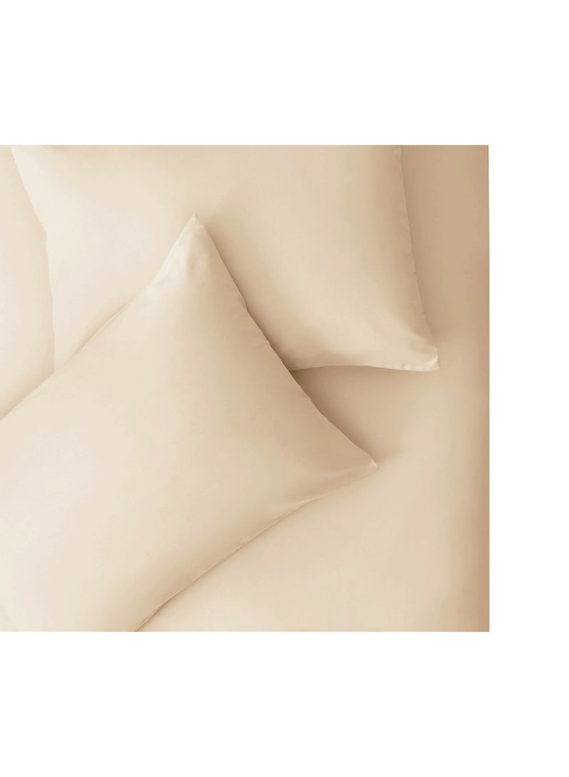 Relax Premium Luxury Bed Sheet Set – Extra Soft & Breathable & Skin-Friendly Fitted Sheet with Deep Elastic Pockets, 2 Pillowcase & 1 Fitted Sheet Included, Elegant Light Beige, 180x200 cm - Image 1